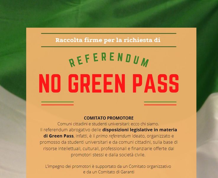 Scopri di più sull'articolo Referendum No Green Pass: chiesta la proroga dei termini