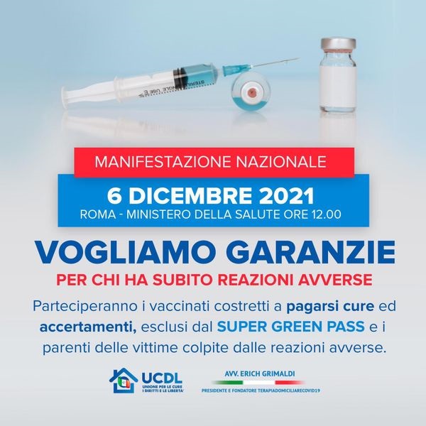 Scopri di più sull'articolo Diffida e manifestazione dell’UCDL: “Garanzie per chi ha subito reazioni avverse”