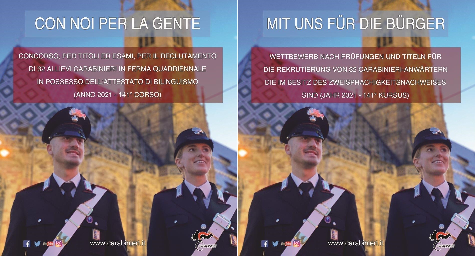 Scopri di più sull'articolo Bolzano. Si cercano Carabinieri bilingui, bandito il concorso