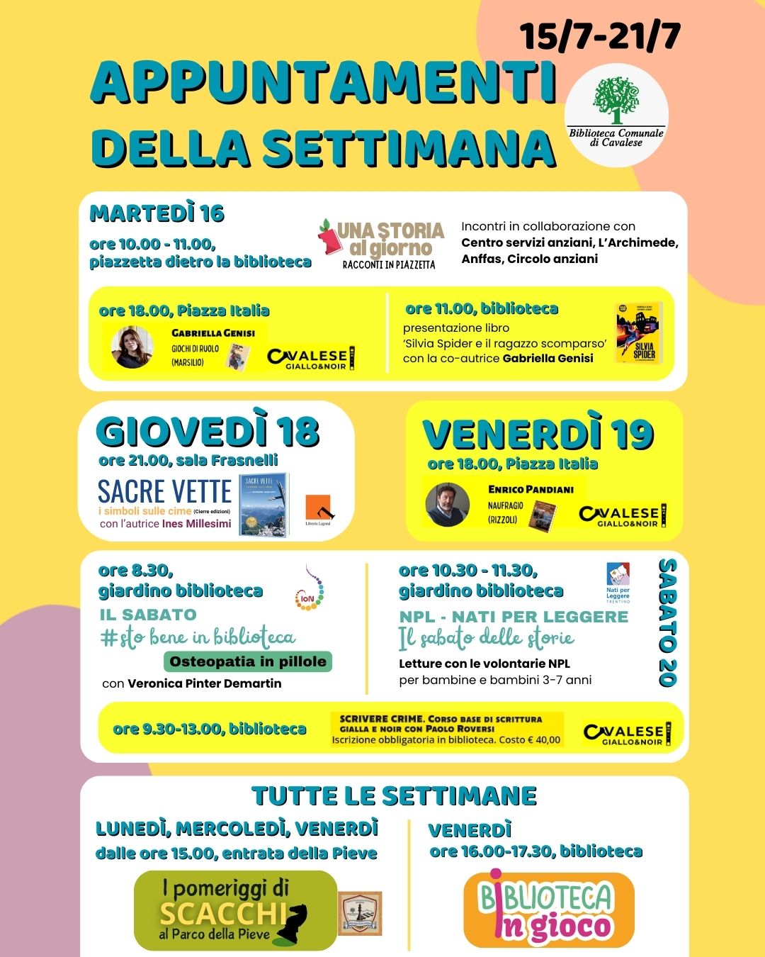 Scopri di più sull'articolo Estate ricca di appuntamenti alla biblioteca di Cavalese