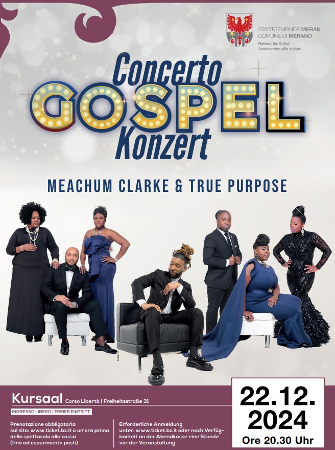 Mehr über den Artikel erfahren Merano. Concerto gospel con Meachum Clarke & True Purpose al Kursaal