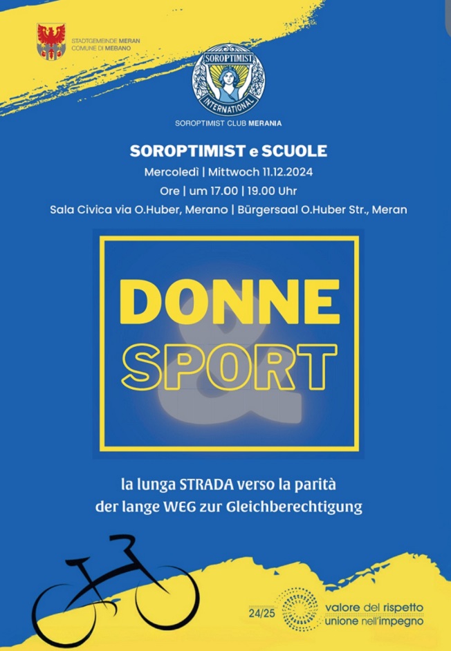 Mehr über den Artikel erfahren “Donne e Sport”, pomeriggio di teatro, arte e cultura di genere con il Soroptimist Club Merania e gli studenti della città