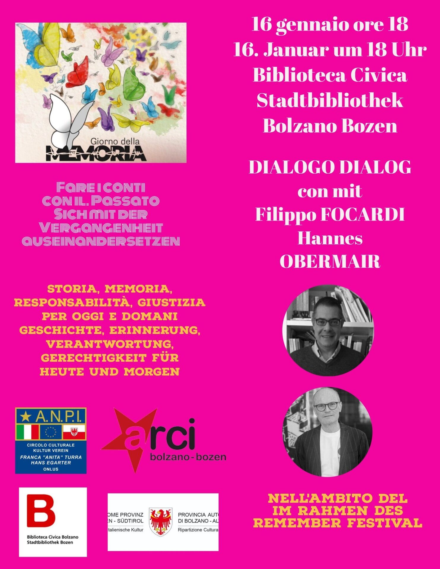 Scopri di più sull'articolo Bolzano, per “non cancellare la Storia”, dialogo domani con il professore universitario Filippo Focardi alla Civica di Bolzano