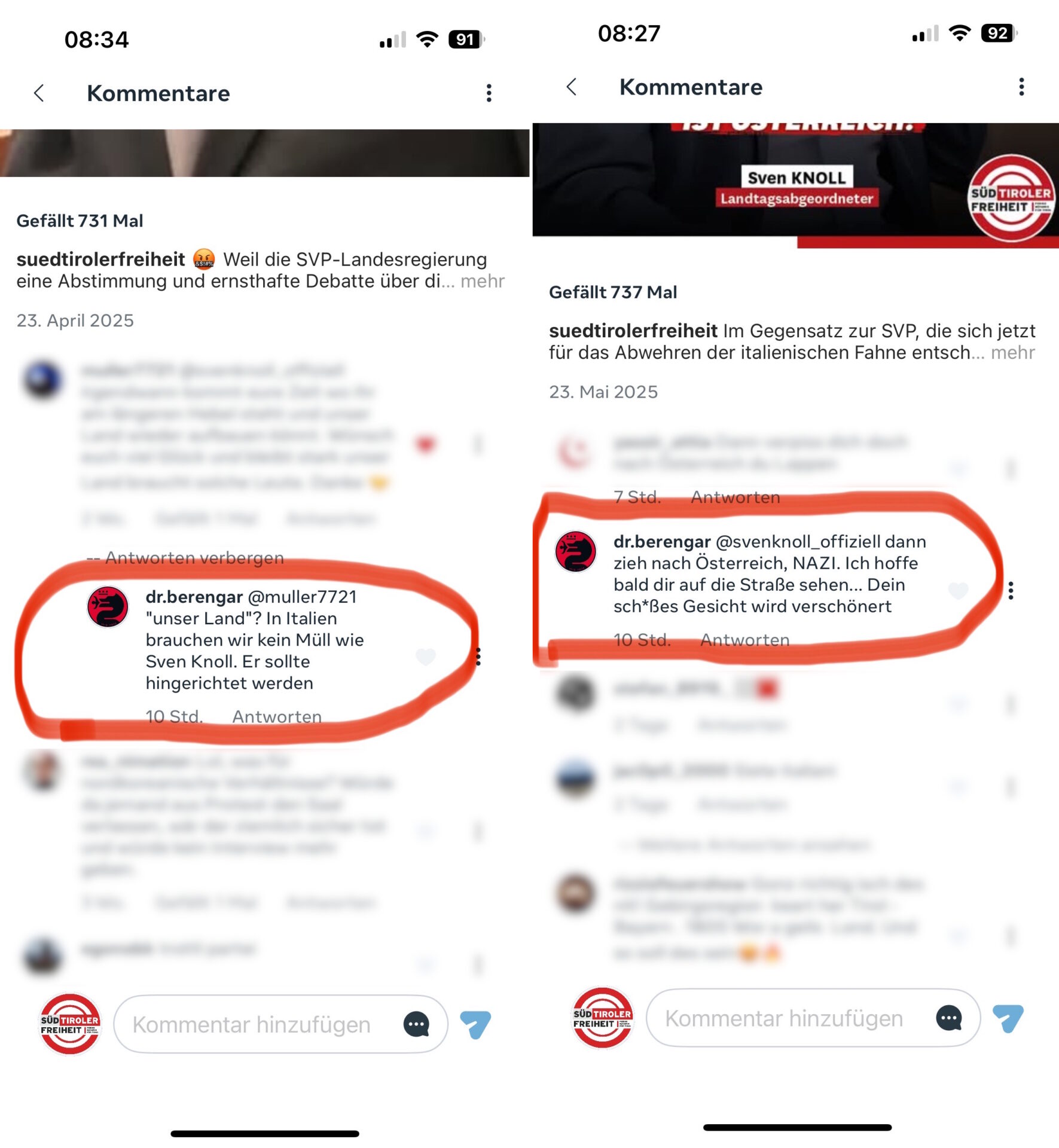 Scopri di più sull'articolo Drohungen im Internet: „Sven Knoll sollte hingerichtet werden!“, Anzeige erstattet